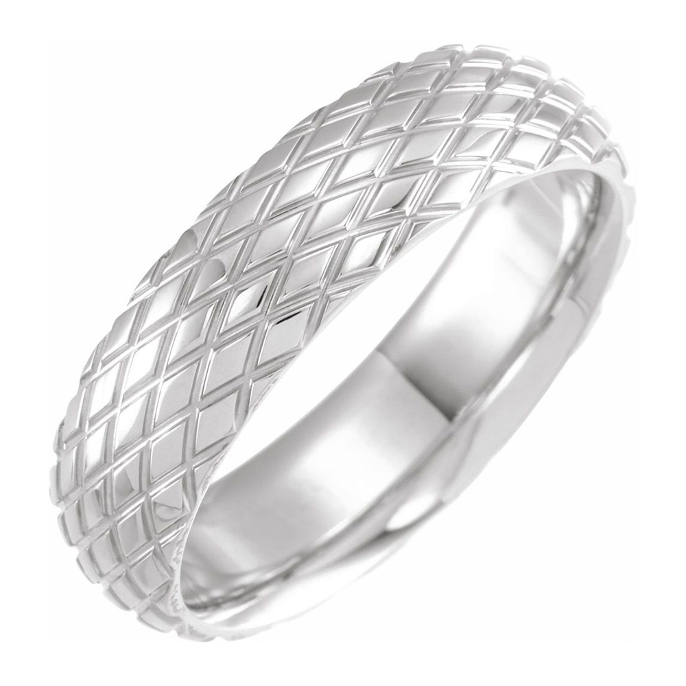 Black Bow Jewelry Company 6mm 14K White Gold Crisscross Patterned Comfort Fit Band
