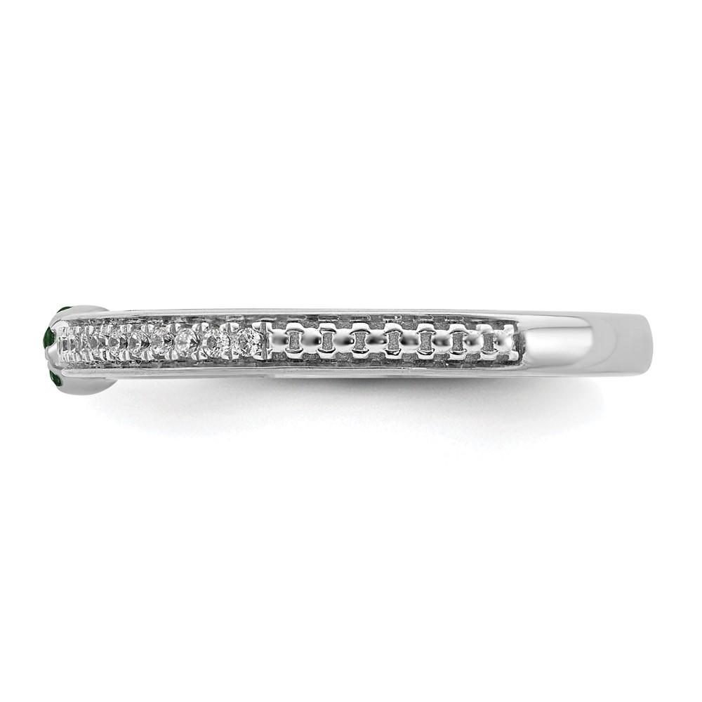 Black Bow Jewelry Company 14k White Gold, Created Emerald & 1/8 Ctw Diamond Stackable Ring