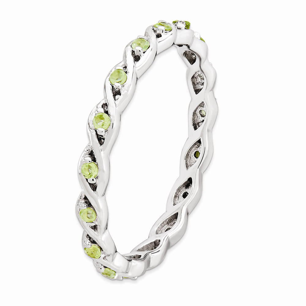 Stackable Expressions 2.5mm Rhodium Plated Sterling Silver Stackable Peridot Twist Band