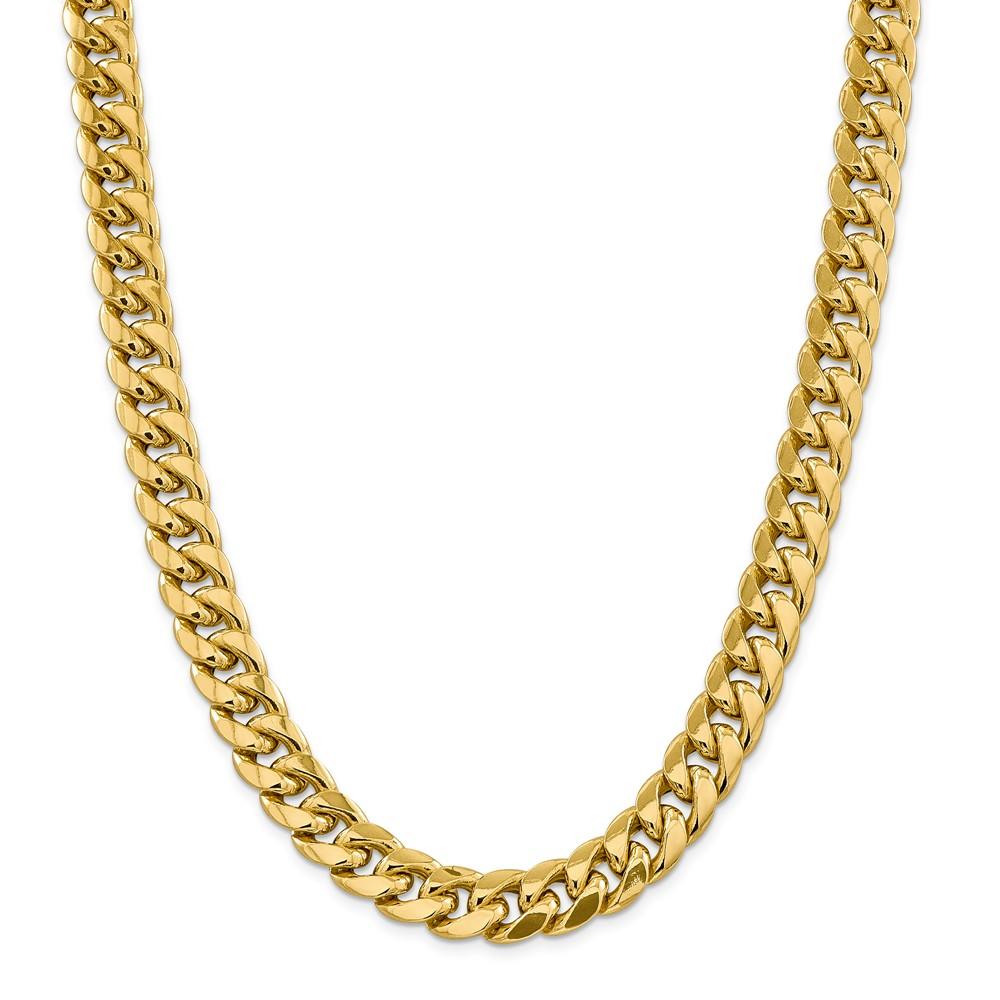 Black Bow Jewelry Company Men's 12.5mm 14k Yellow Gold Hollow Miami Cuban (Curb) Chain Necklace