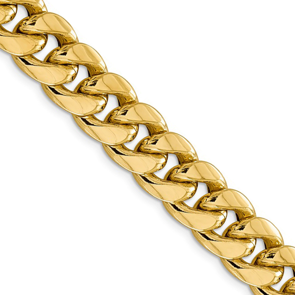 Black Bow Jewelry Company Men's 12.5mm 14k Yellow Gold Hollow Miami Cuban (Curb) Chain Necklace