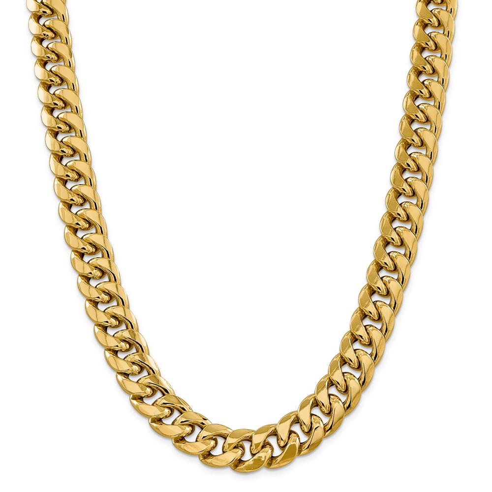 Black Bow Jewelry Company Men's 15mm 14k Yellow Gold Hollow Miami Cuban (Curb) Chain Necklace
