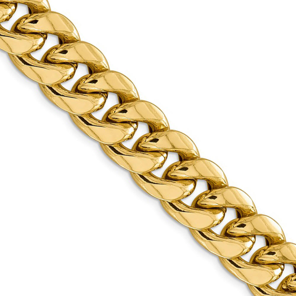 Black Bow Jewelry Company Men's 15mm 14k Yellow Gold Hollow Miami Cuban (Curb) Chain Necklace