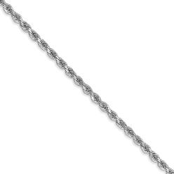 Black Bow Jewelry Company 2.5mm 14k White Gold Solid Diamond Cut Rope Chain Necklace