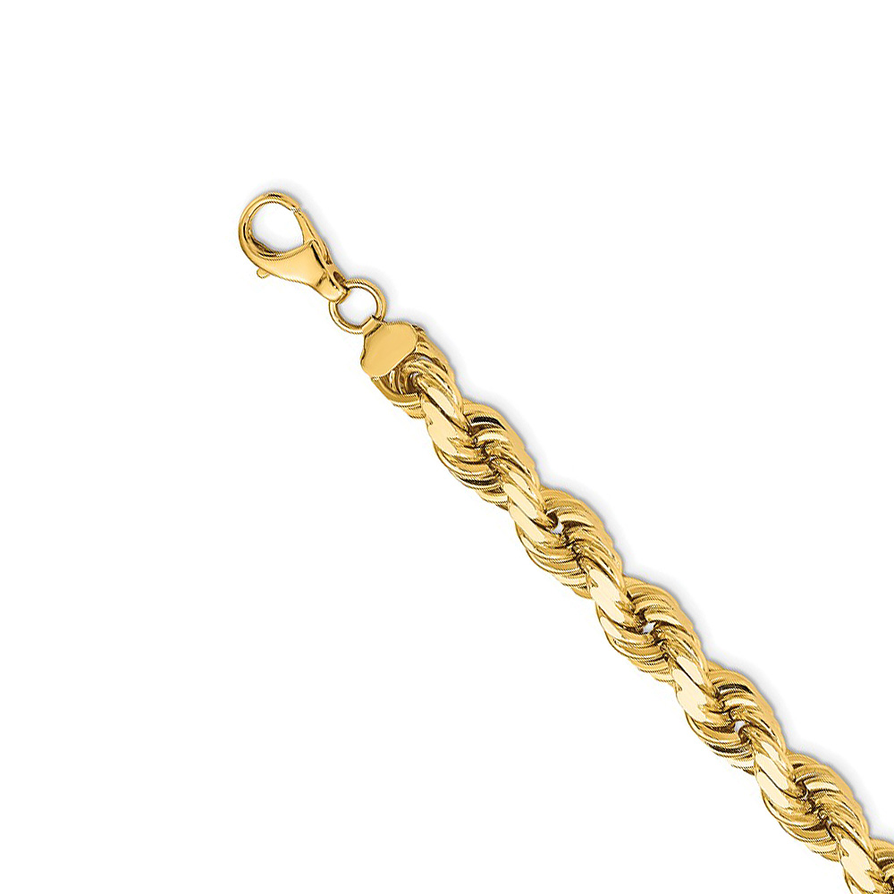 Black Bow Jewelry Company Men's 14k Yellow Gold 12mm D/C Solid Rope Chain Necklace