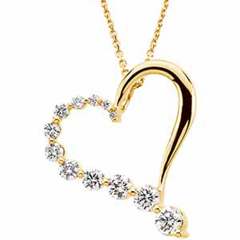 Black Bow Jewelry Company 14k White or Yellow Gold 1 Ctw Diamond Journey Heart Necklace, 18 Inch