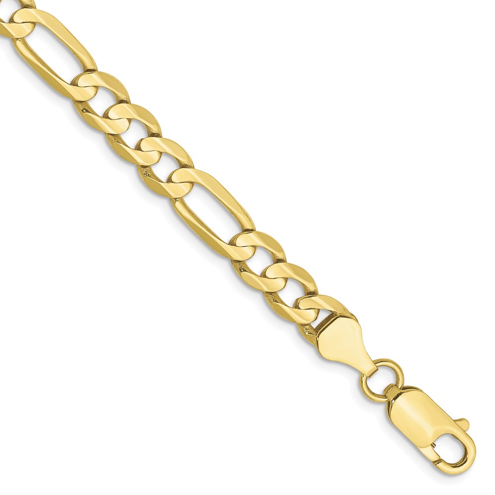 Black Bow Jewelry Company Men's 6mm, 10k Yellow Gold, Concave Figaro Chain Bracelet