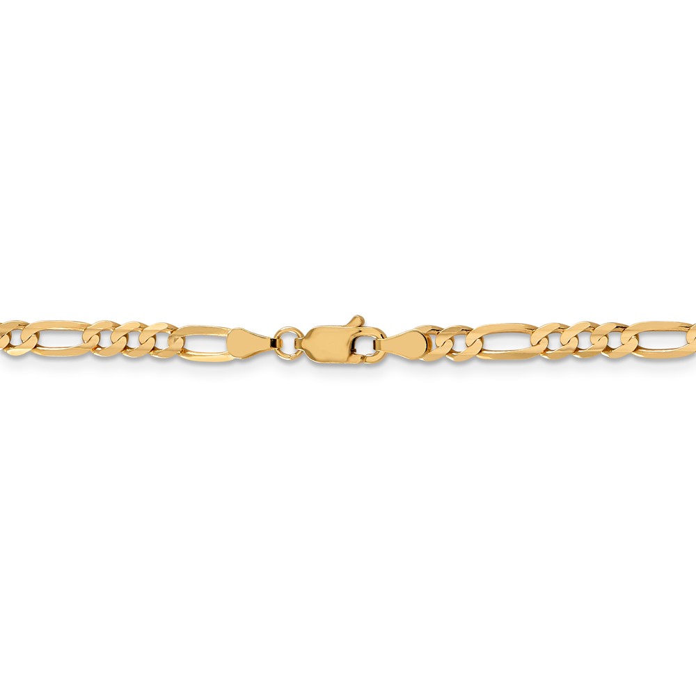 Black Bow Jewelry Company 4mm 10k Yellow Gold Solid Concave Figaro Chain Bracelet