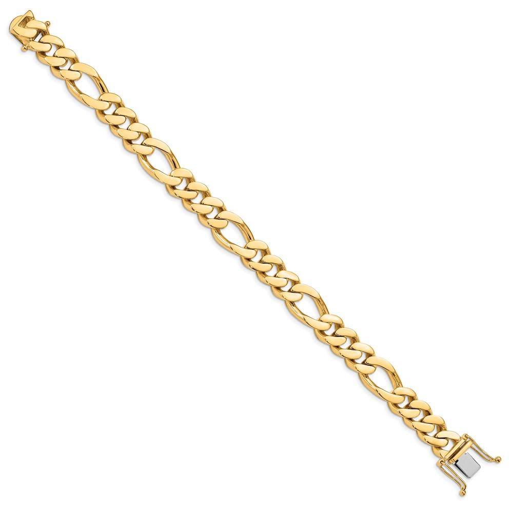 Black Bow Jewelry Company Men's 11.75mm 14K Yellow Gold Solid Figaro Chain Bracelet, 8.5 Inch