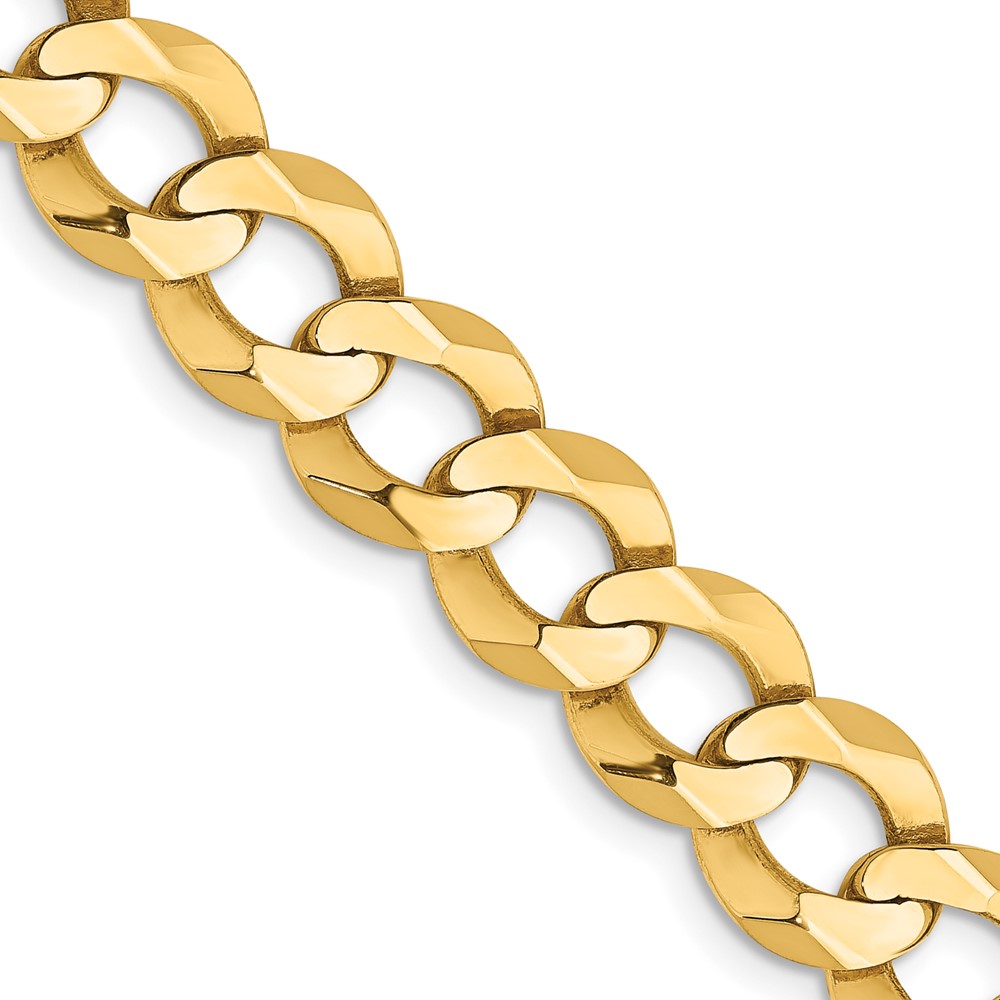 Black Bow Jewelry Company Mens 9.25mm 14K Yellow Gold Solid Lightweight Flat Curb Chain Bracelet