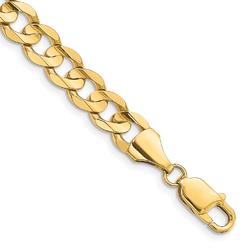 Black Bow Jewelry Company Men's 8.5mm 14K Yellow Gold Open Concave Solid Curb Chain Bracelet
