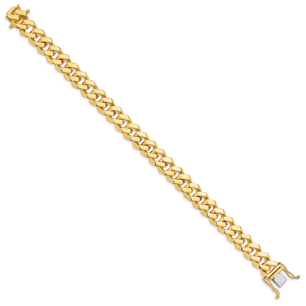 Black Bow Jewelry Company Men's 10mm 14K Yellow Gold Solid Fancy Curb Chain Bracelet, 8 Inch