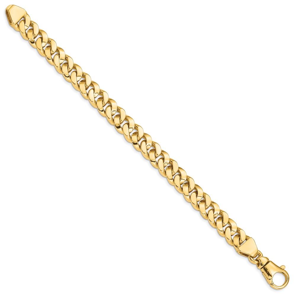 Black Bow Jewelry Company Men's 10mm 14K Yellow Gold Solid Fancy Curb Chain Bracelet, 8.5 Inch
