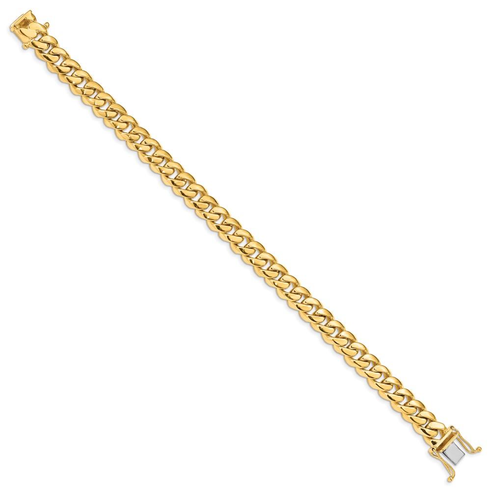 Black Bow Jewelry Company Mens 8.75mm 14K Yellow Gold Miami Cuban (Curb) Chain Bracelet, 8.25 In