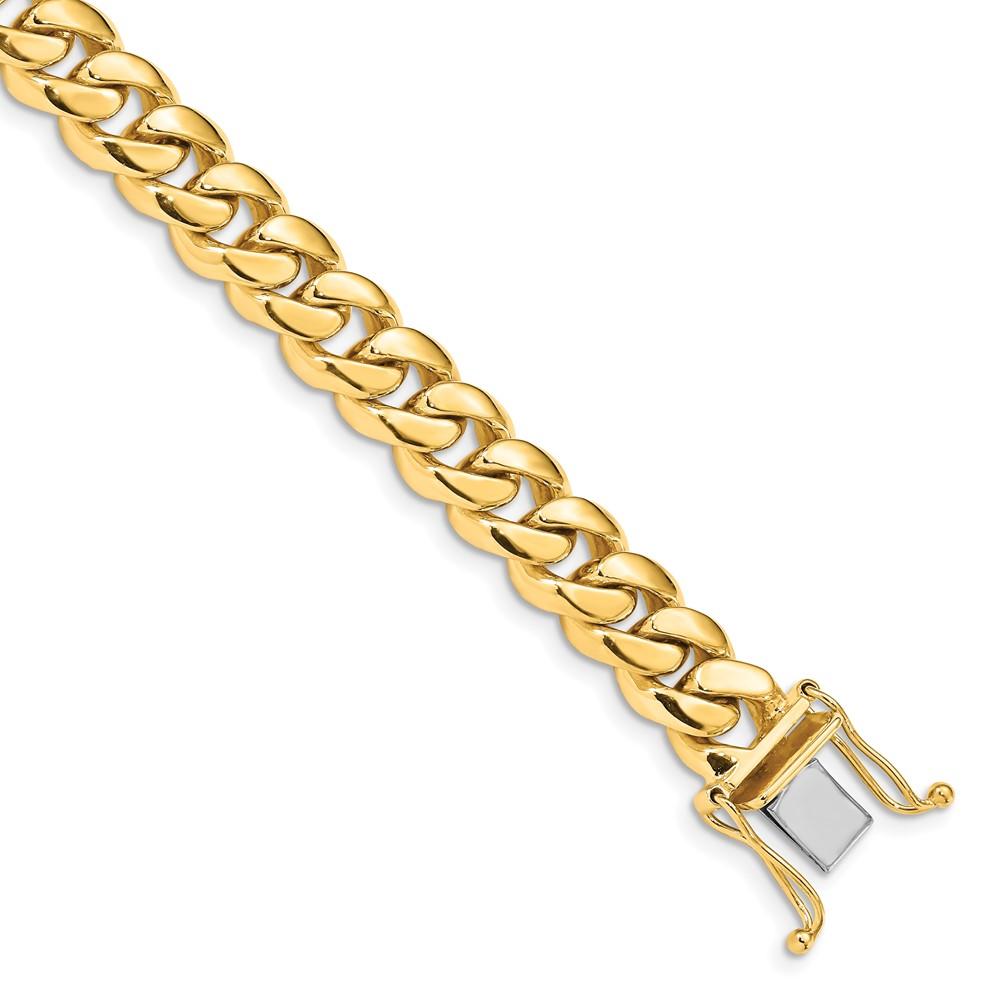 Black Bow Jewelry Company Mens 8.75mm 14K Yellow Gold Miami Cuban (Curb) Chain Bracelet, 8.25 In