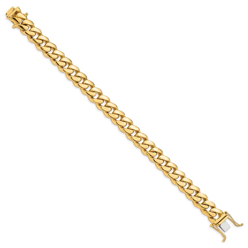 Black Bow Jewelry Company Mens 10.7mm 14K Yellow Gold Miami Cuban (Curb) Chain Bracelet, 8.25 In