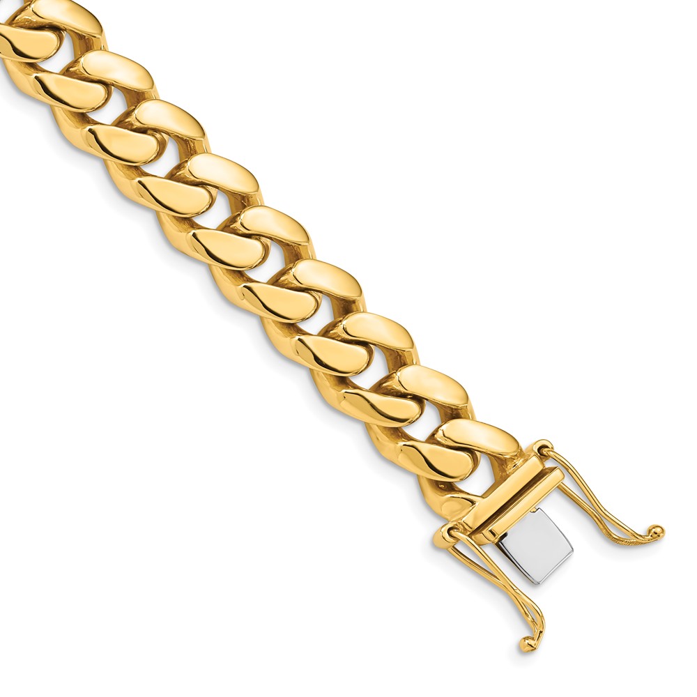 Black Bow Jewelry Company Mens 10.7mm 14K Yellow Gold Miami Cuban (Curb) Chain Bracelet, 8.25 In
