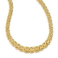 Black Bow Jewelry Company 12mm 14K Yellow Gold Graduated Flat Byzantine Chain Necklace, 17.5 In