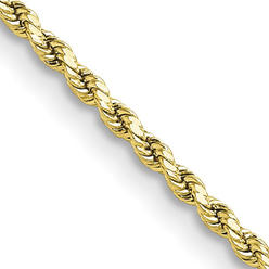 Black Bow Jewelry Company 2mm 10K Yellow Gold Hollow Diamond Cut Rope Chain Necklace