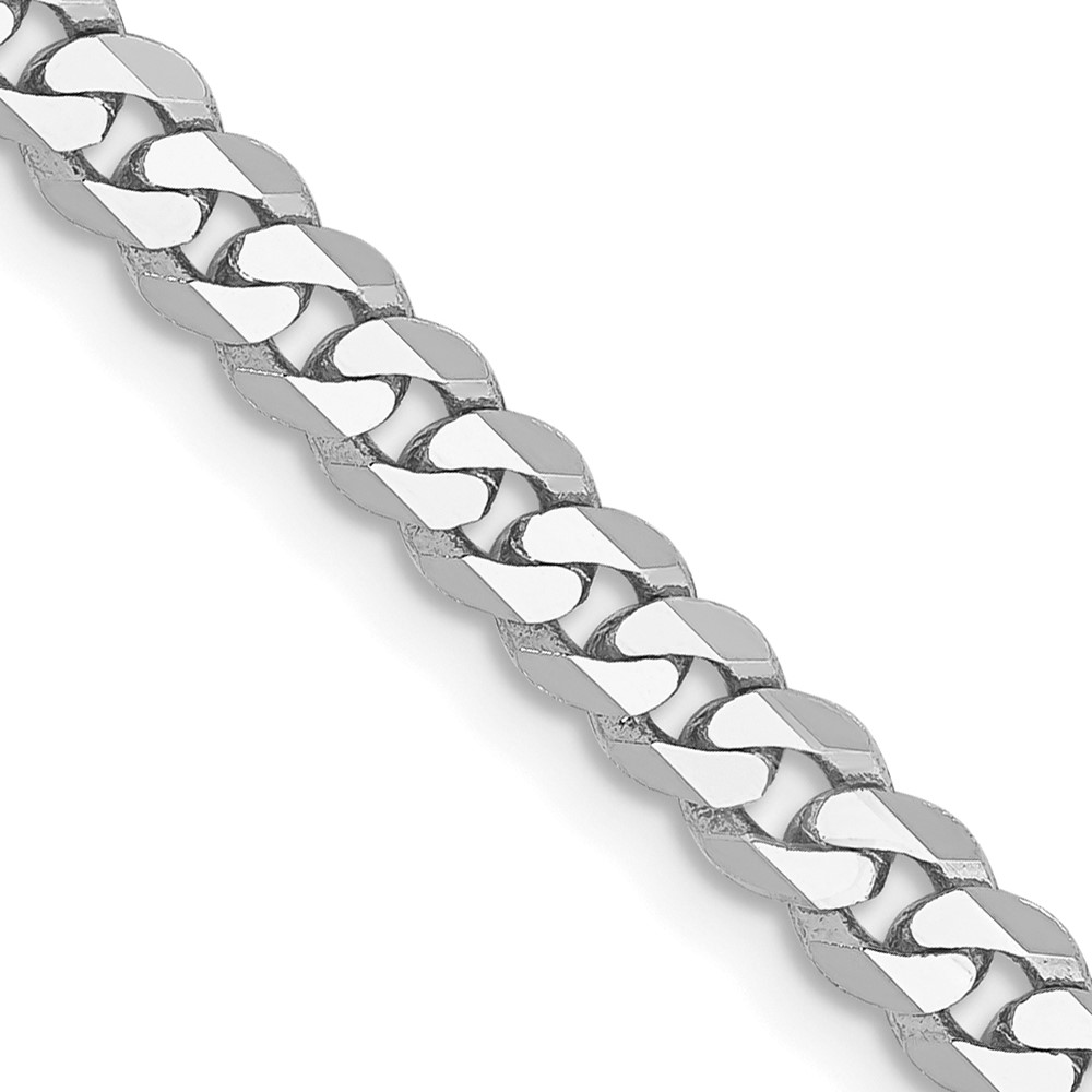Black Bow Jewelry Company 4mm 14K White Gold Solid Flat Beveled Curb Chain Necklace