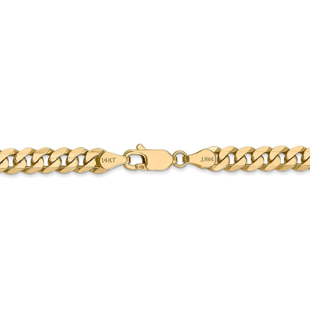 Black Bow Jewelry Company Mens 5.75mm 14k Yellow Gold Solid Beveled Curb Chain Necklace