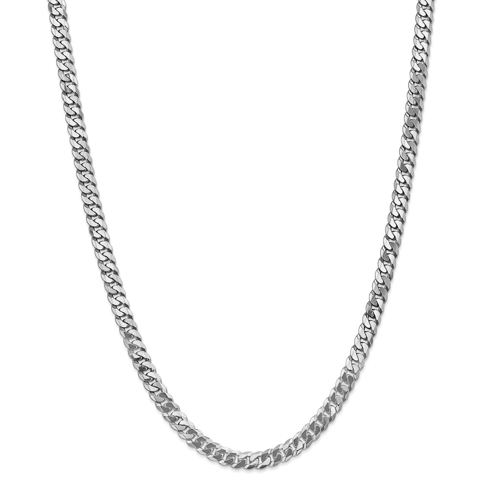 Black Bow Jewelry Company Men's 6.25mm, 14k White Gold, Flat Beveled Curb Chain Necklace