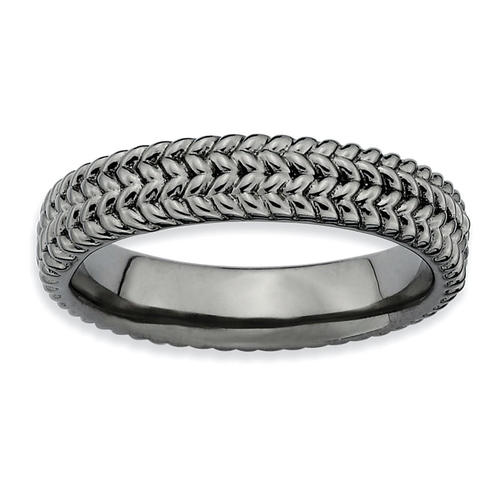 Stackable Expressions 4.5mm Stackable Black Plated Silver Wheat Band