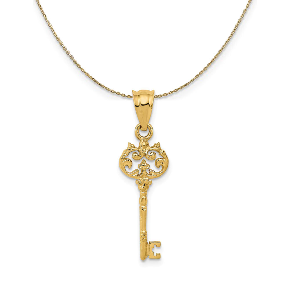 Black Bow Jewelry Company 14k Yellow Gold Polished Fancy Key Necklace