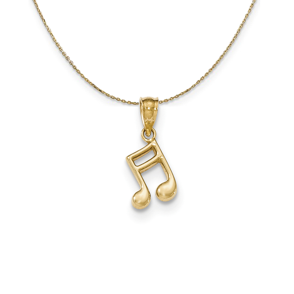 Black Bow Jewelry Company 14k Yellow Gold Small 2D Double Note (8mm) Necklace
