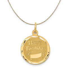 Black Bow Jewelry Company 14k Yellow Gold Happy Birthday w Banner Circle Necklace