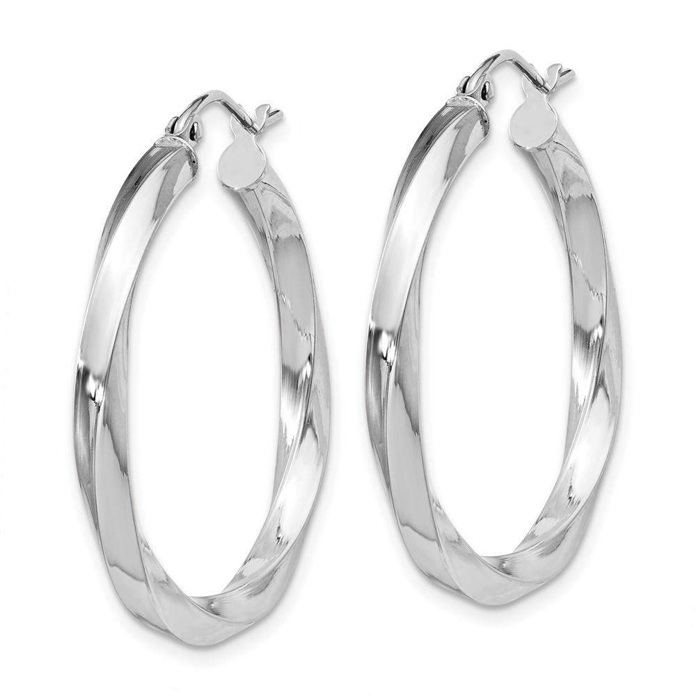 Black Bow Jewelry Company 3mm, Sterling Silver, Twisted Round Hoop Earrings, 30mm Dia.(1 1/8 In)