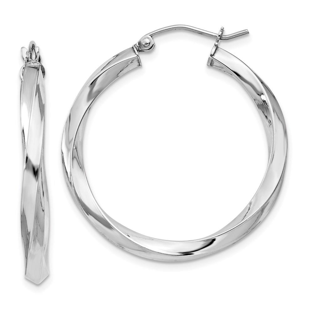 Black Bow Jewelry Company 3mm, Sterling Silver, Twisted Round Hoop Earrings, 30mm Dia.(1 1/8 In)