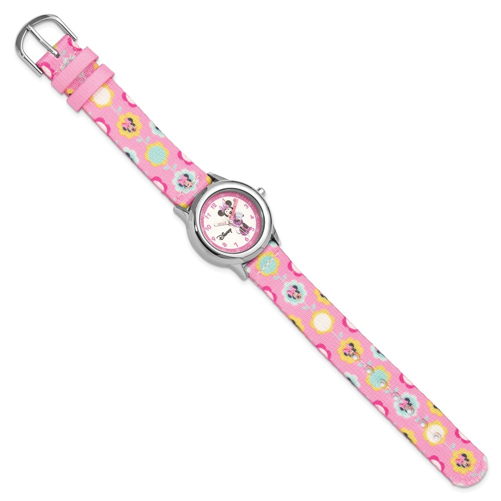 Disney Girls Minnie Mouse Printed Fabric Band Time Teacher Watch