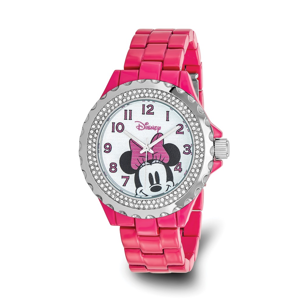 Disney Ladies Size Pink Band w/ Crystal Bezel Minnie Mouse Watch