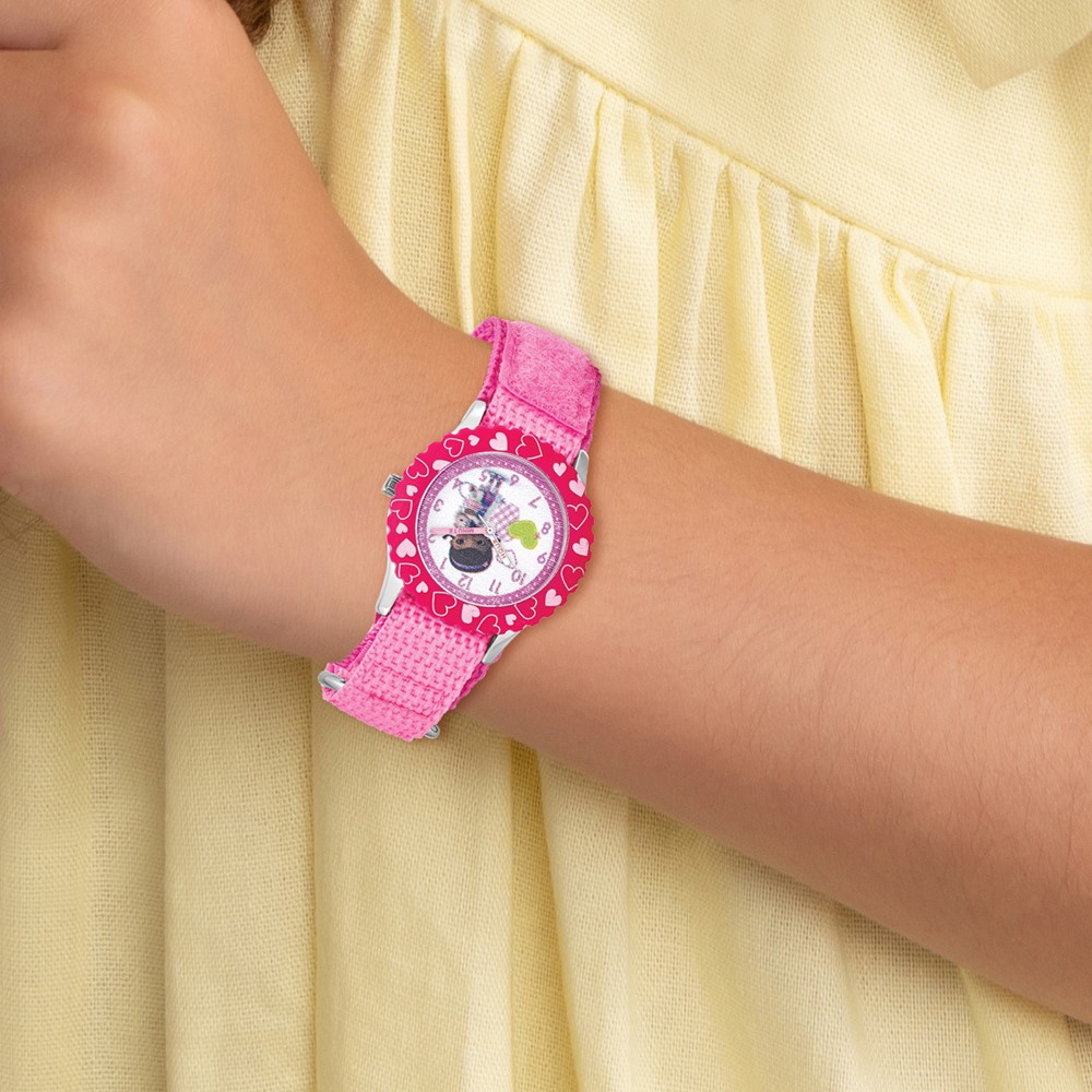Disney Girls Doc McStuffins Pink Velcro Time Teacher Watch