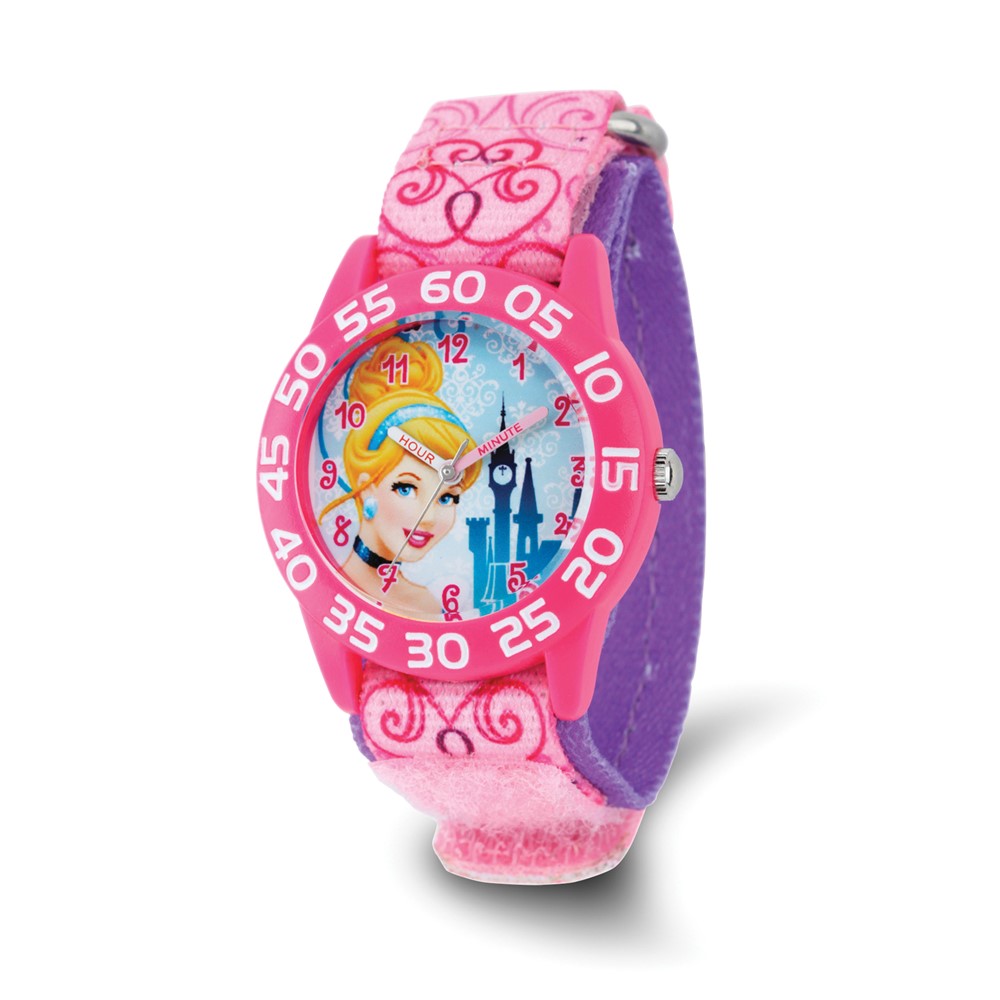 Disney Girls Princess Cinderella Acrylic Pink Nylon Time Teacher Watch