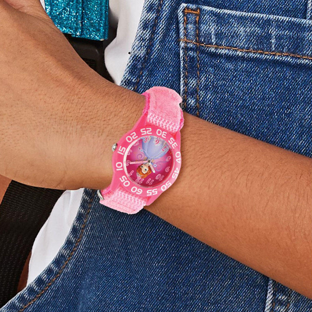 Disney Girls Princess Sophia Acrylic Pink Nylon Time Teacher Watch