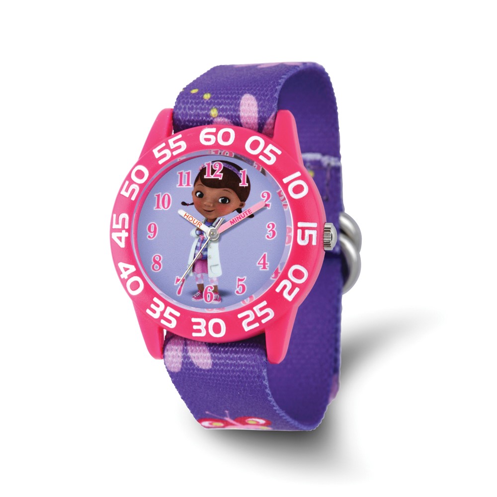 Disney Girls Doc McStuffins Acrylic Purple Floral Time Teacher Watch