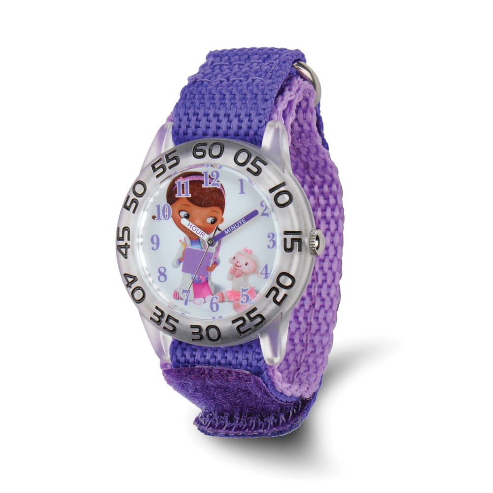 Disney Girls Doc McStuffins Acrylic Purple Nylon Time Teacher Watch