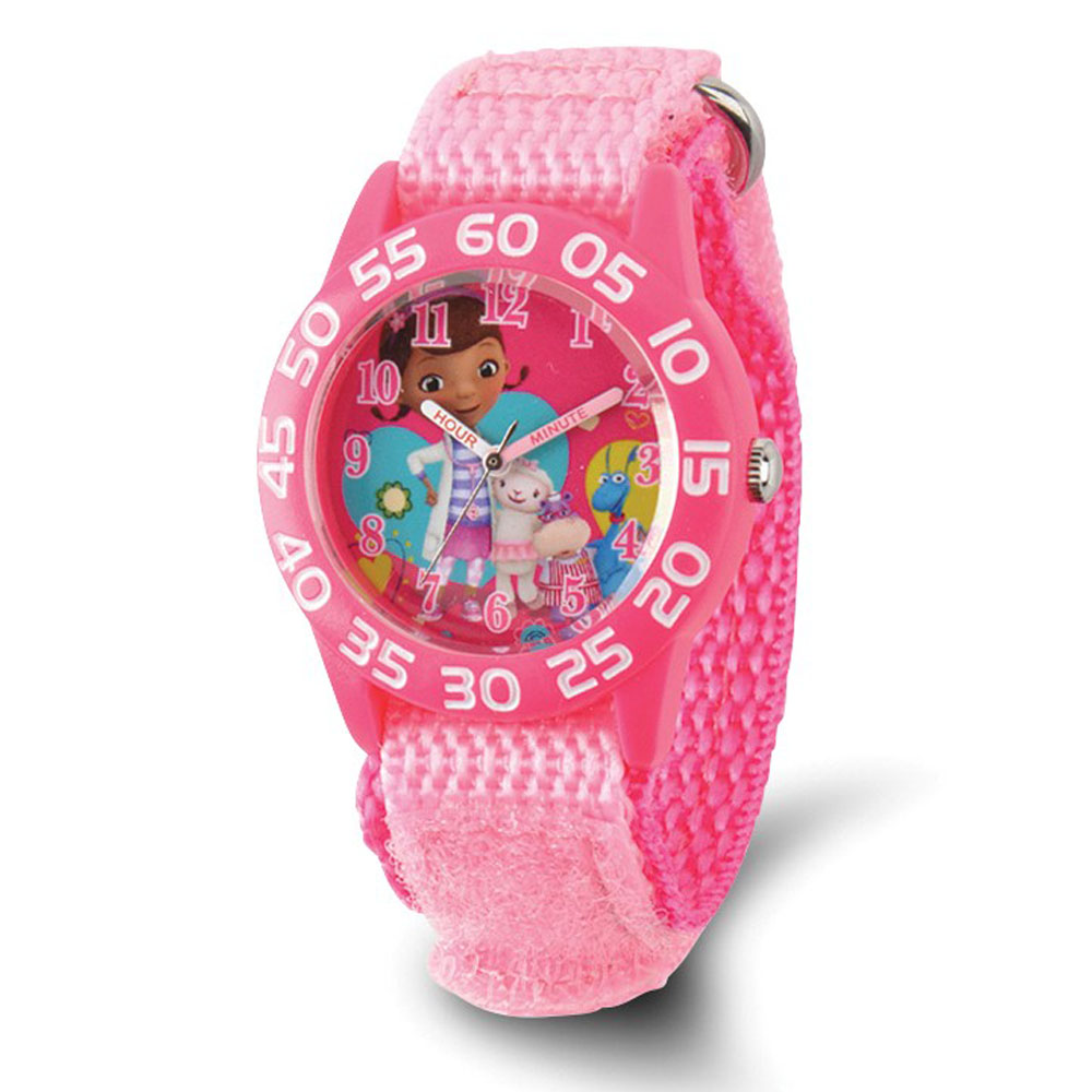 Disney Girls Doc McStuffins Pink Strap Acrylic Time Teacher Watch