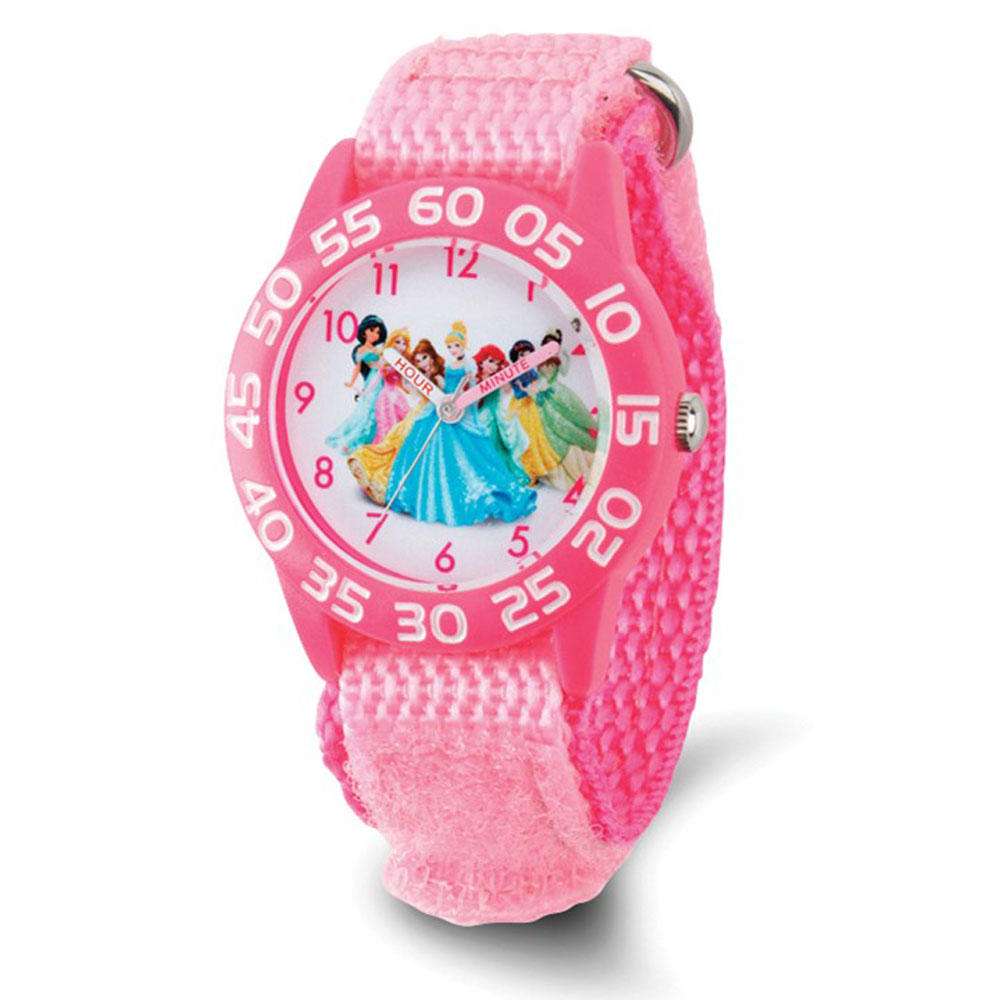 Disney Girls Princess Acrylic Pink Strap Time Teacher Watch