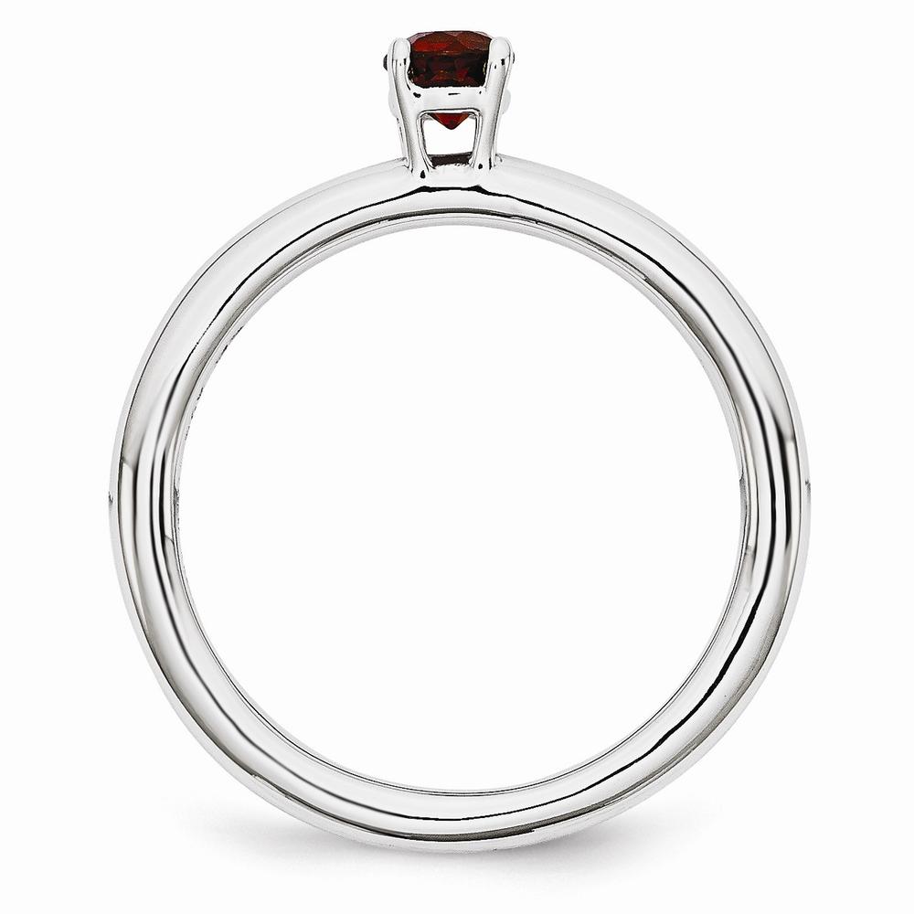 Stackable Expressions Rhodium Plated Sterling Silver Stackable 4mm Round Garnet Ring
