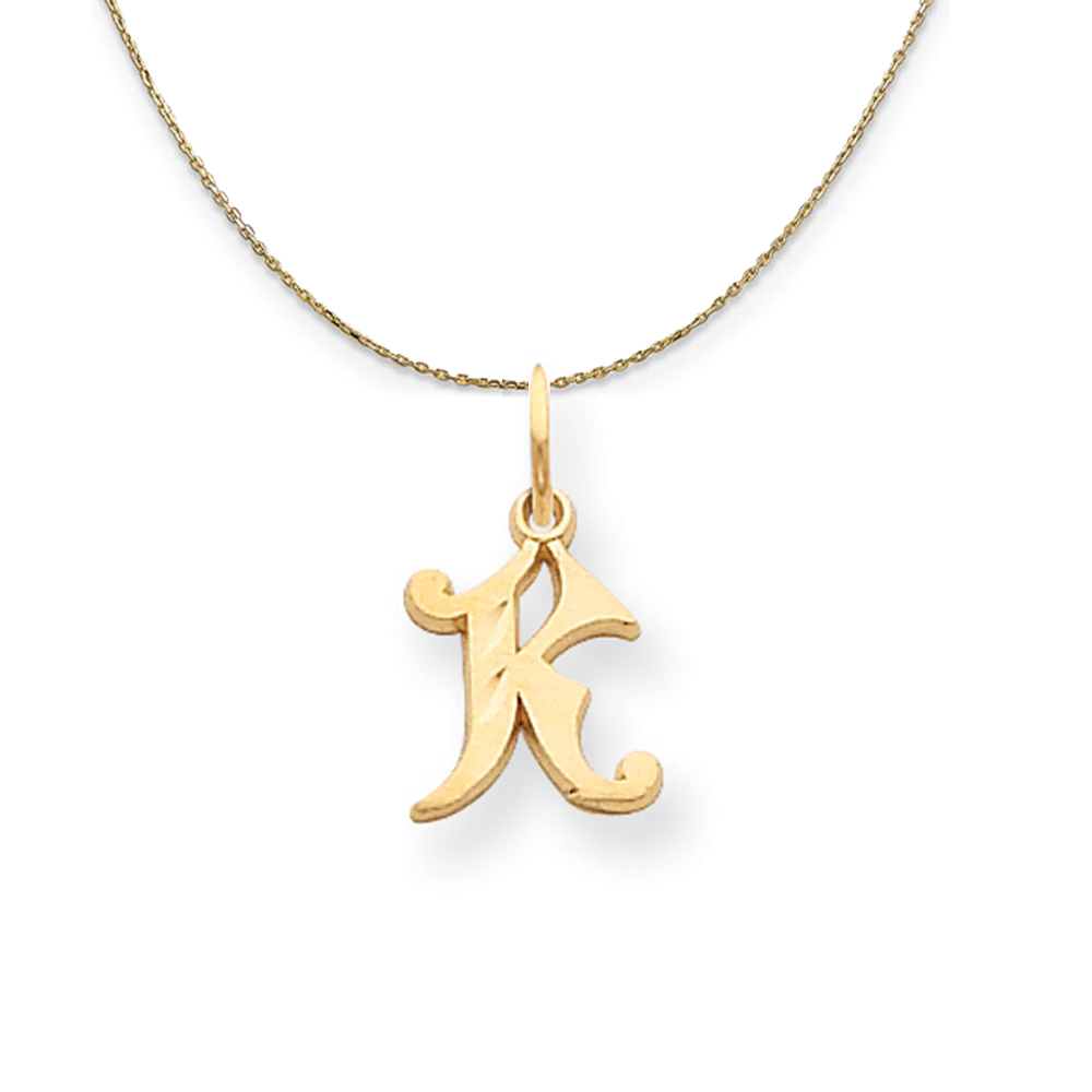 Black Bow Jewelry Company 14k Yellow Gold, Isabelle, Mini Letter K Initial Necklace