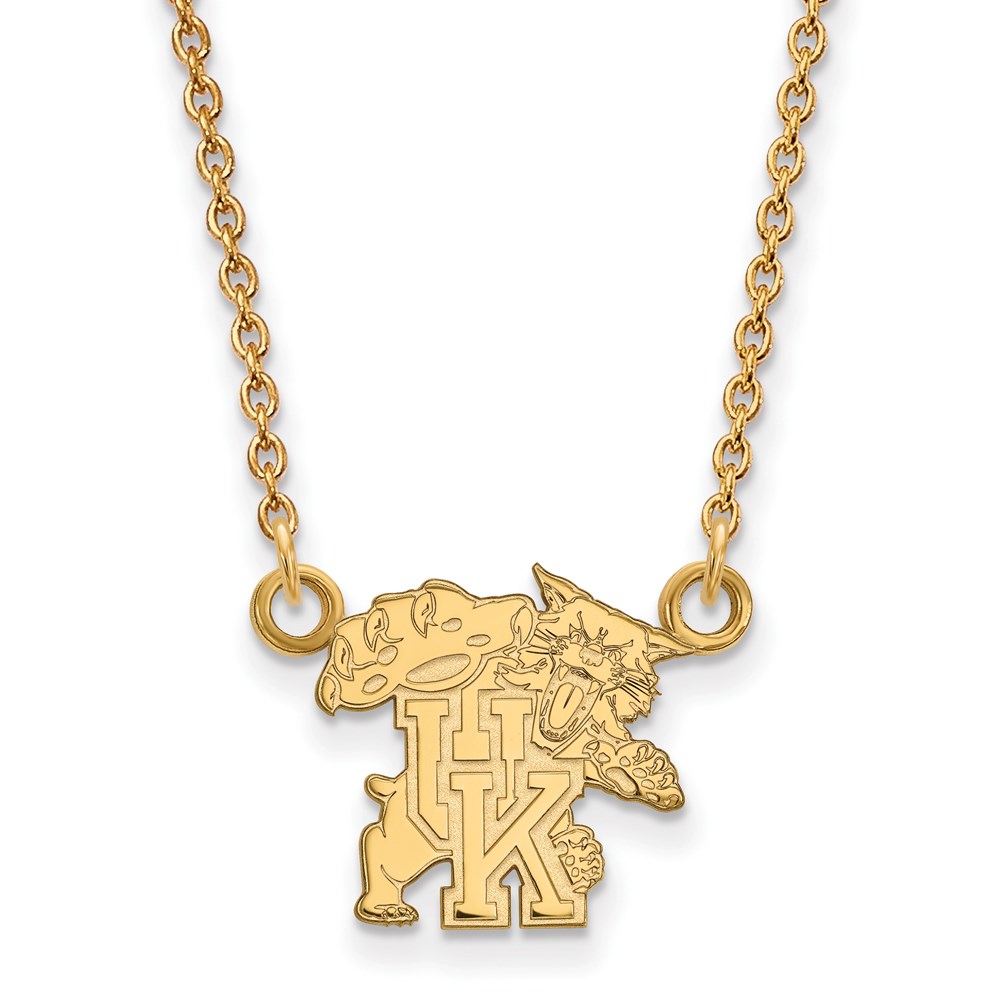 LogoArt 10k Yellow Gold U of Kentucky Small Wildcat UK Pendant Necklace