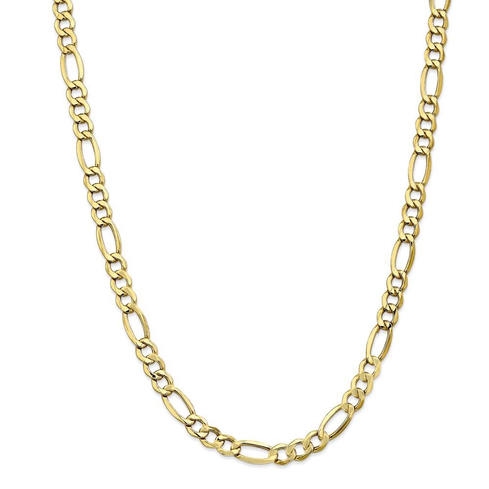 Black Bow Jewelry Company Men's 7.3mm, 10k Yellow Gold Hollow Figaro Chain Necklace