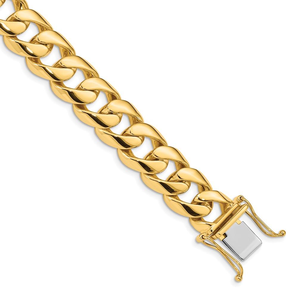 Black Bow Jewelry Company Men's 14k Yellow Gold, 13mm Rounded Curb Chain Bracelet - 8 Inch