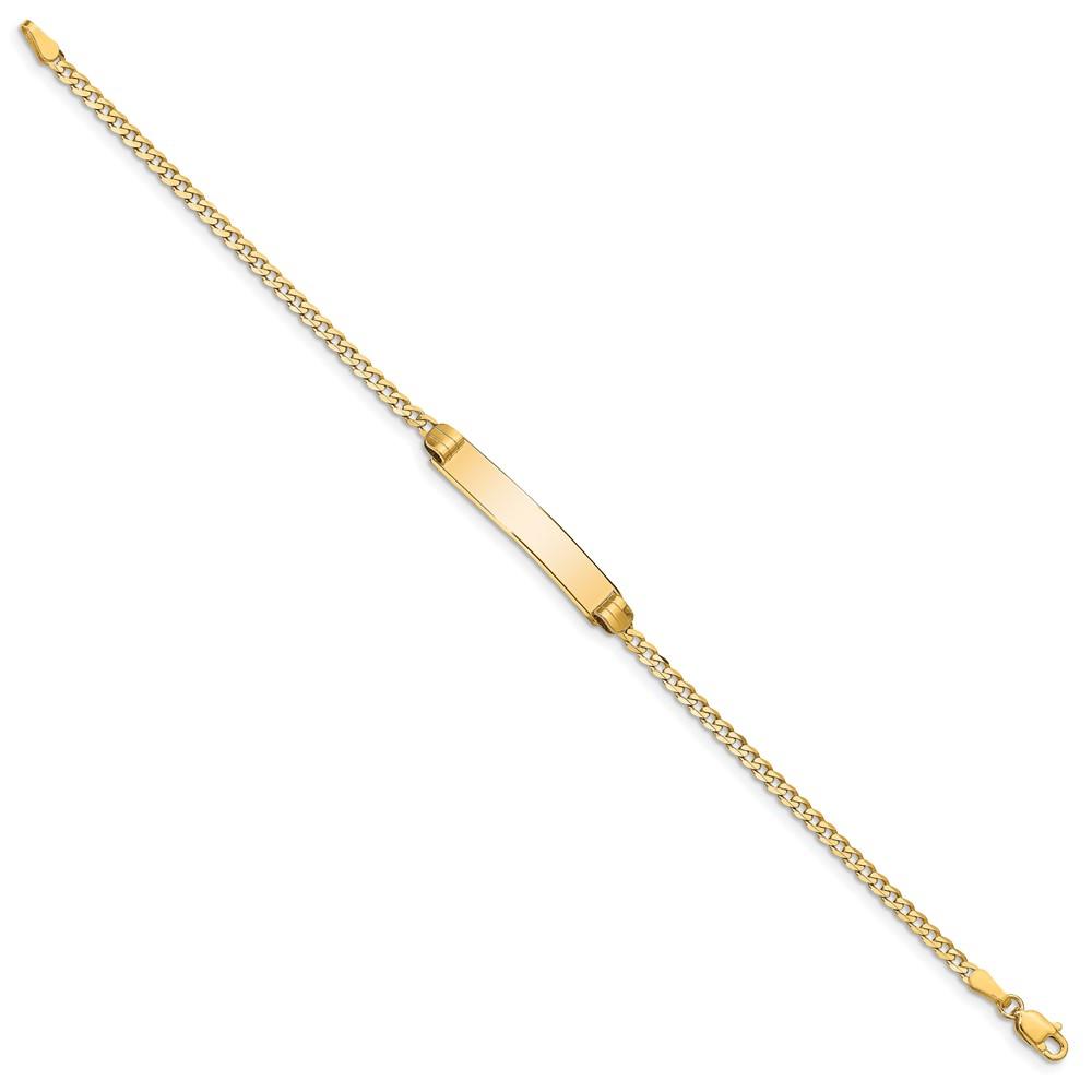 Black Bow Jewelry Company 14k Yellow Gold Curb Link I.D. Bracelet with Lobster Clasp - 7 Inch