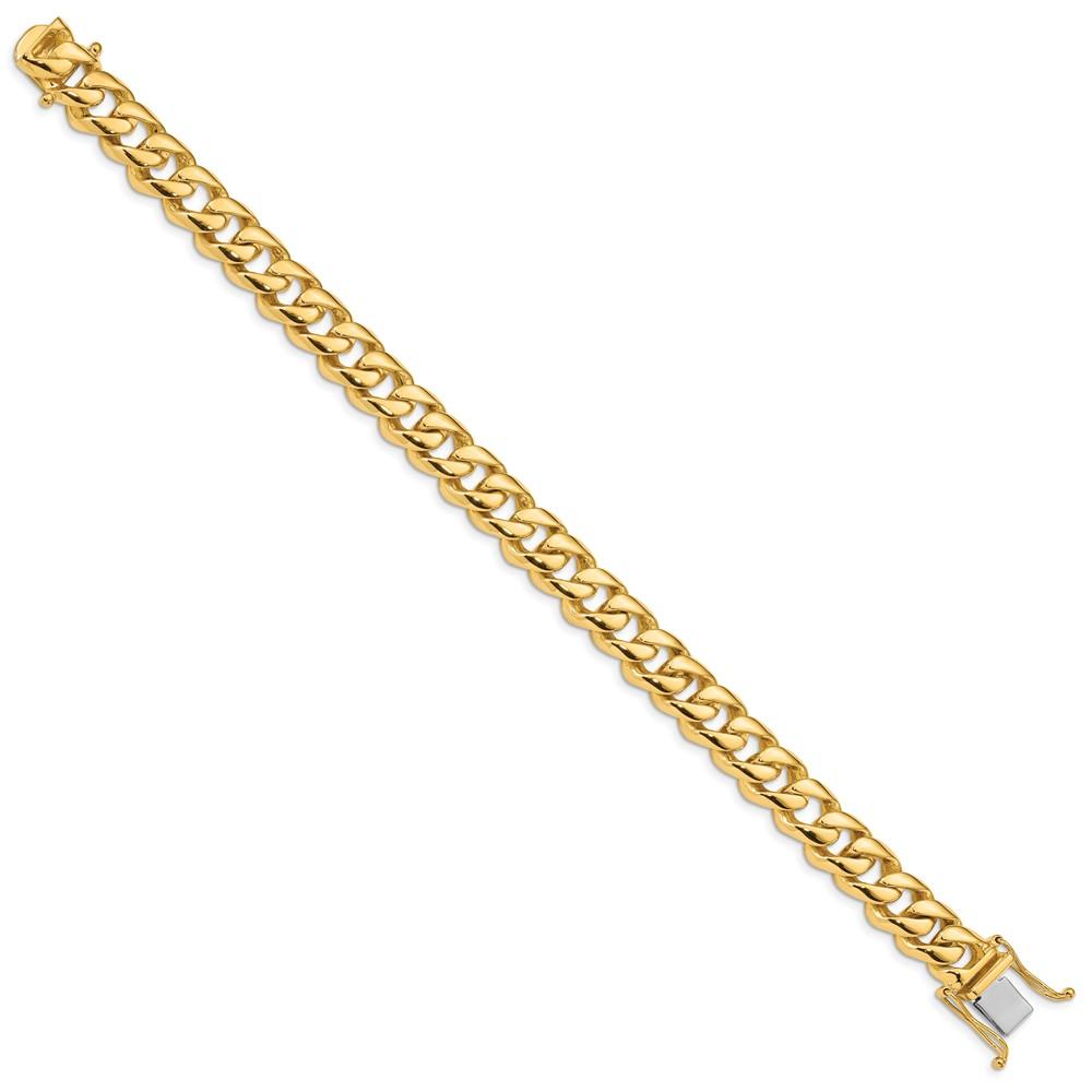 Black Bow Jewelry Company Men's 14k Yellow Gold, 10mm Rounded Curb Chain Bracelet - 8 Inch