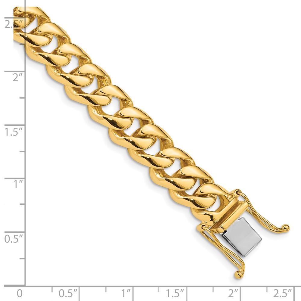 Black Bow Jewelry Company Men's 14k Yellow Gold, 10mm Rounded Curb Chain Bracelet - 8 Inch