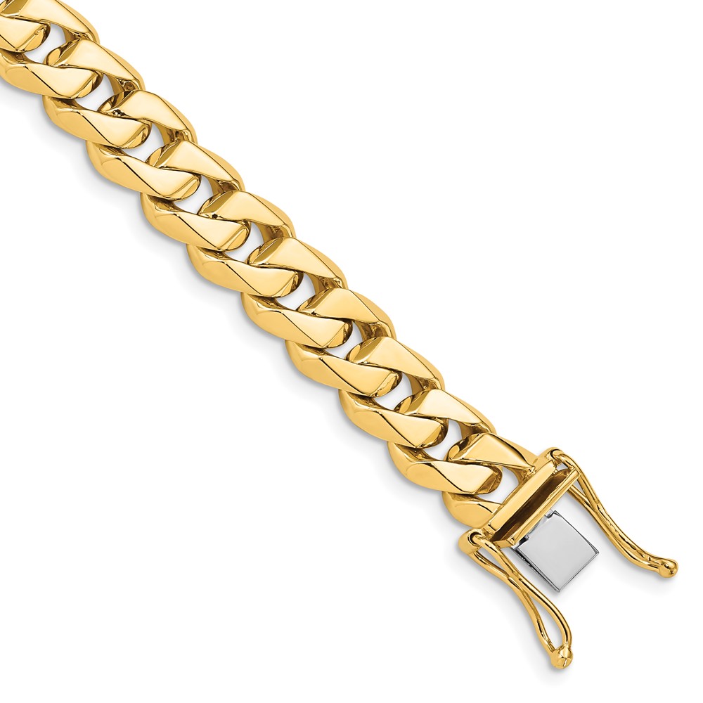 Black Bow Jewelry Company Men's 14k Yellow Gold, 10mm Traditional Curb Chain Bracelet - 8 Inch
